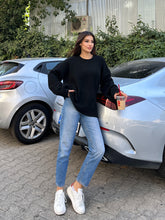 Oversize Salaş Yumuşak Dokulu Şardonlu Triko Kazak 2623 - Siyah